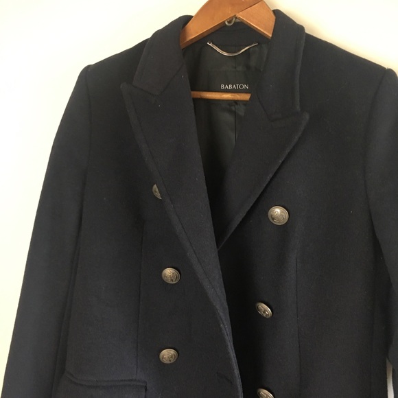 Aritzia Babaton Bryan Long Wool Coat - Navy - Picture 3 of 8